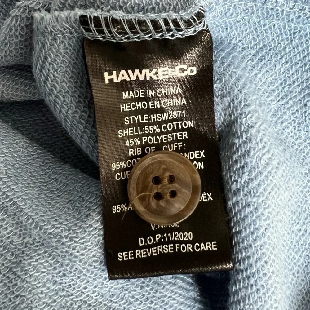 Hawke & Co Outfitter Mens Blue Henley Hoodie Long Sleeve Shirt HSW2871 L